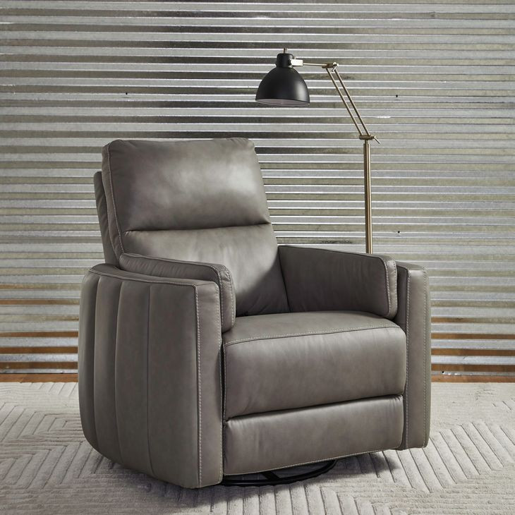 Reilly Aline Light Gray Leather Glider Power Recliner