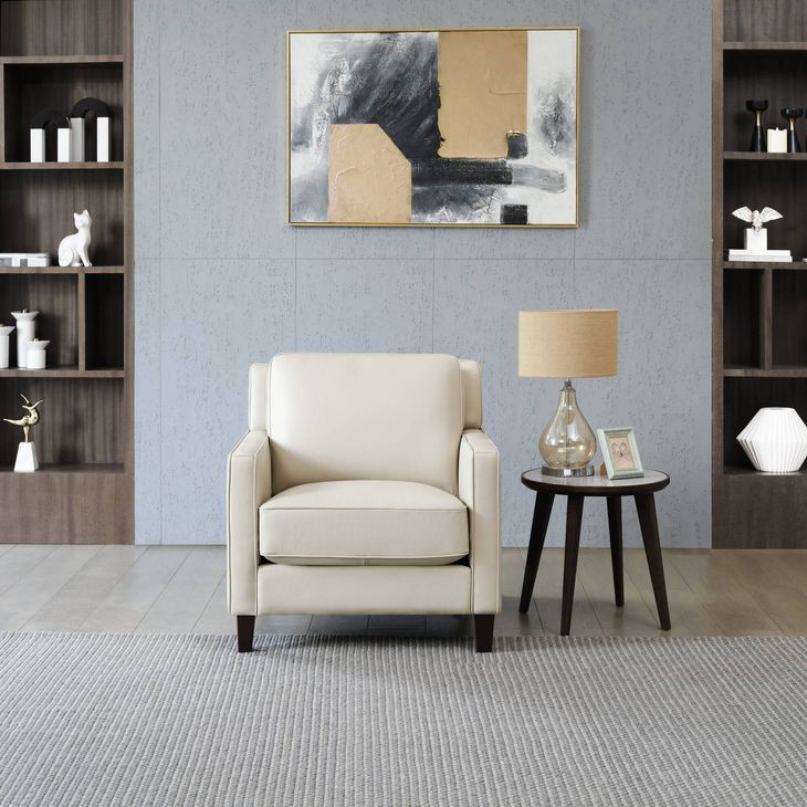 Arden Vanilla Leather Upholstered Accent Chair