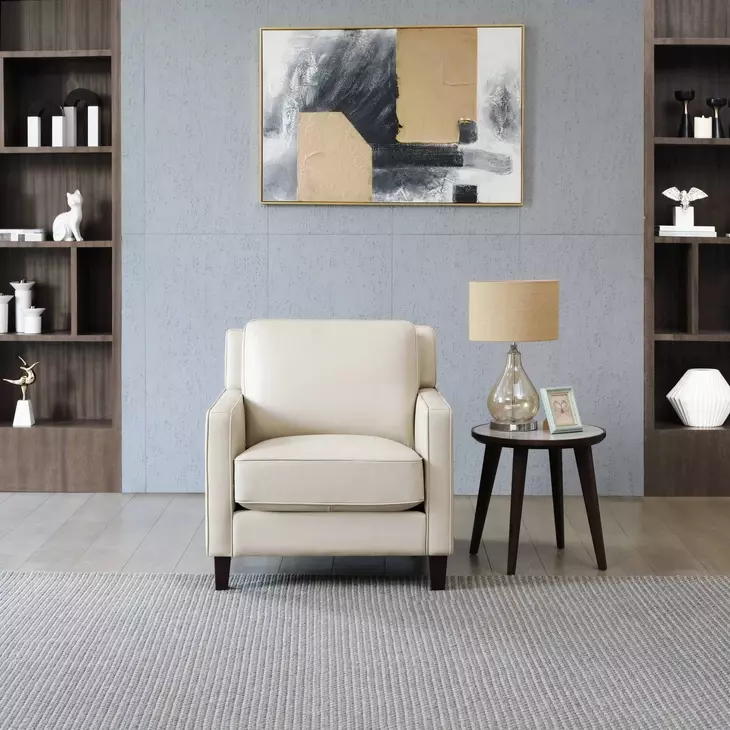 Arden Vanilla Leather Upholstered Accent Chair