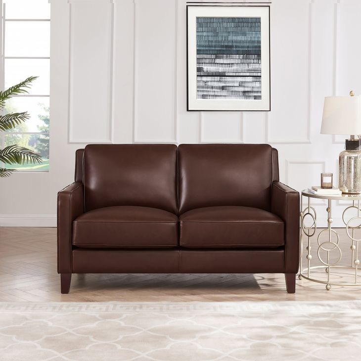 Arden Chestnut Leather 60" Loveseat