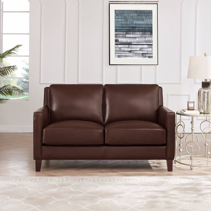 Arden Chestnut Leather 60" Loveseat