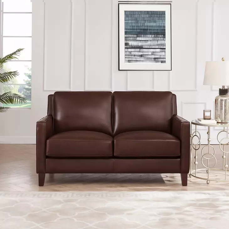 Arden Chestnut Leather 60" Loveseat