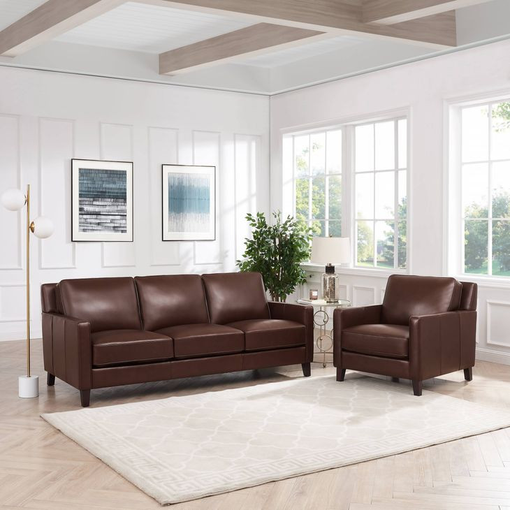 Arden Chestnut Leather 86" Sofa
