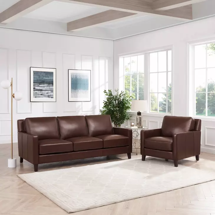 Arden Chestnut Leather 86" Sofa