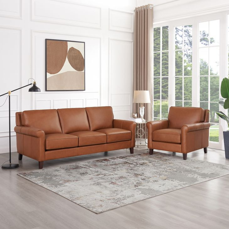 Lachlan Nutmeg Leather 84" Sofa