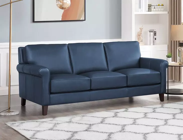 Lachlan Navy Leather 84" Sofa