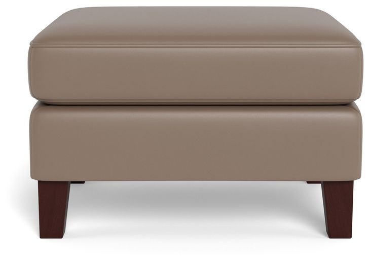 Arden Taupe Leather Upholstered Rectangular Ottoman