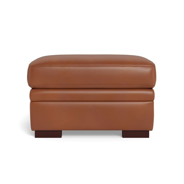 Langston Nutmeg Leather Upholstered Rectangular Ottoman