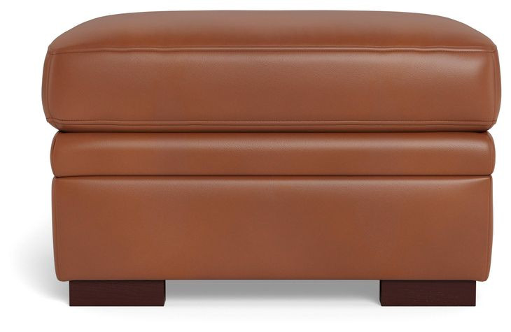 Langston Nutmeg Leather Upholstered Rectangular Ottoman