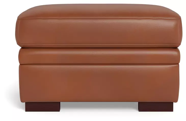 Langston Nutmeg Leather Upholstered Rectangular Ottoman