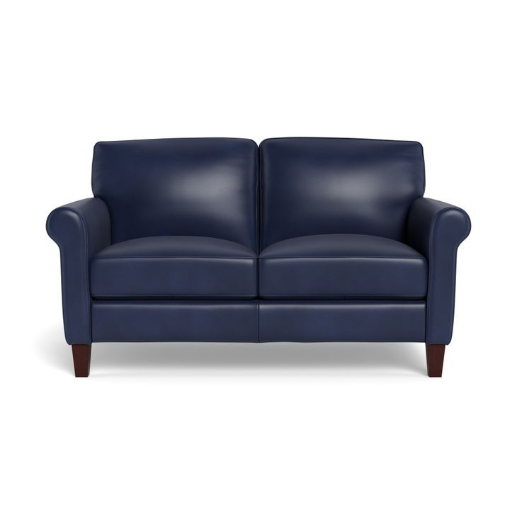 Lachlan Navy Leather 60" Loveseat