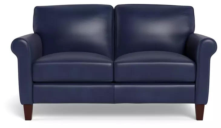 Lachlan Navy Leather 60" Loveseat