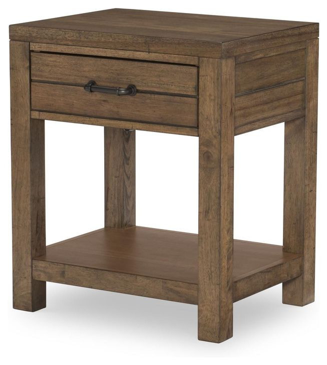 Summer Camp Tree House Brown 1 Drawer Nightstand with USB Charging and Motion Light