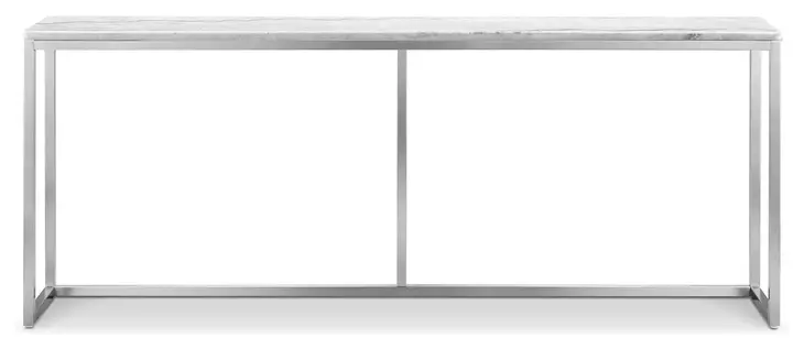 Isolde White and Brushed Nickel Rectangular Marble Top Sofa Table