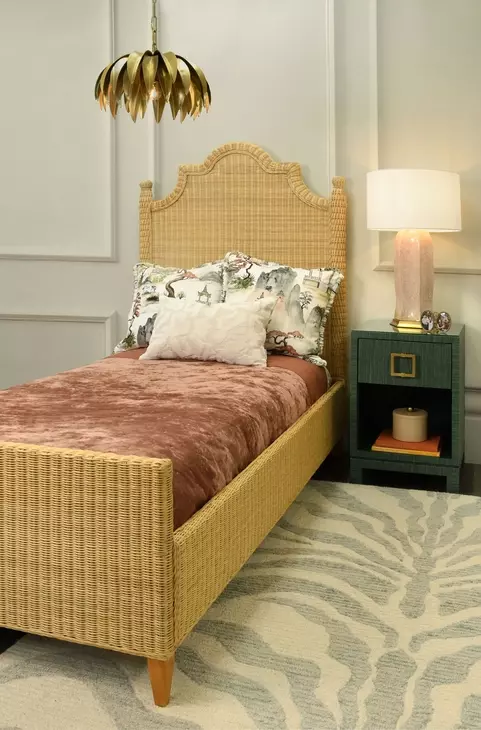 Blair Green Dyed Grasscloth Soft Close 1 Drawer Side Table With Glass Top
