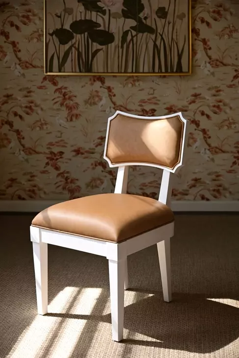 Hayden Camel Bow Back Faux Leather Dining Chair
