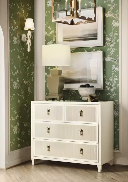 Pascal Matte Antique White Lacquer 4 Drawer Soft Close Accent Chest