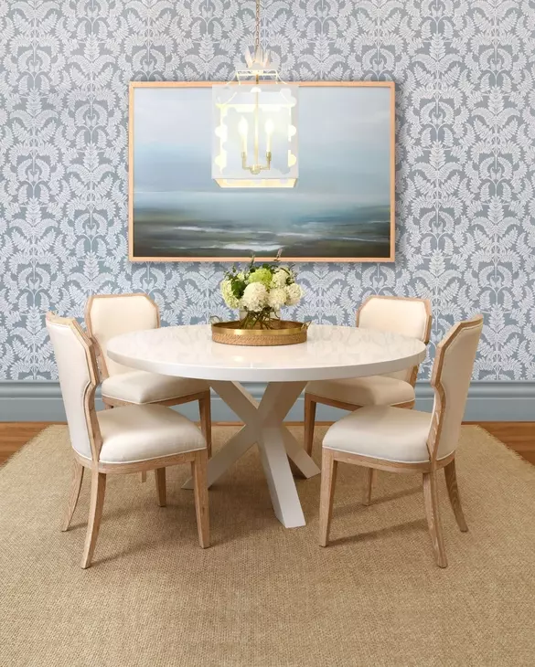 Tally White Linen Performance Fabric Dining Chair With Cerused Oak Frame