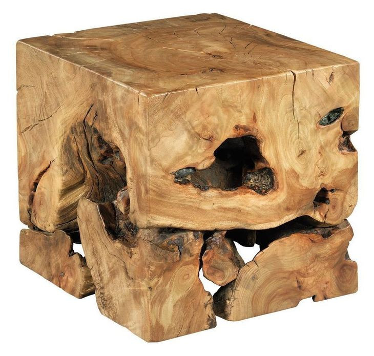 Hidden Treasures Light Stain Square Root Side Table