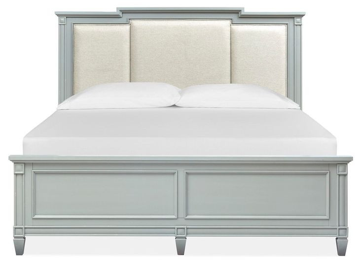 Glenbrook Pebble and Beige King Upholstered Panel Bed