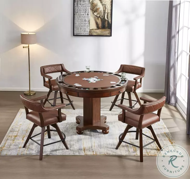 Merion Distressed Walnut Round Game Table