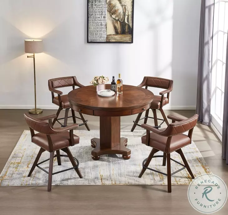 Merion Distressed Walnut Round Game Table