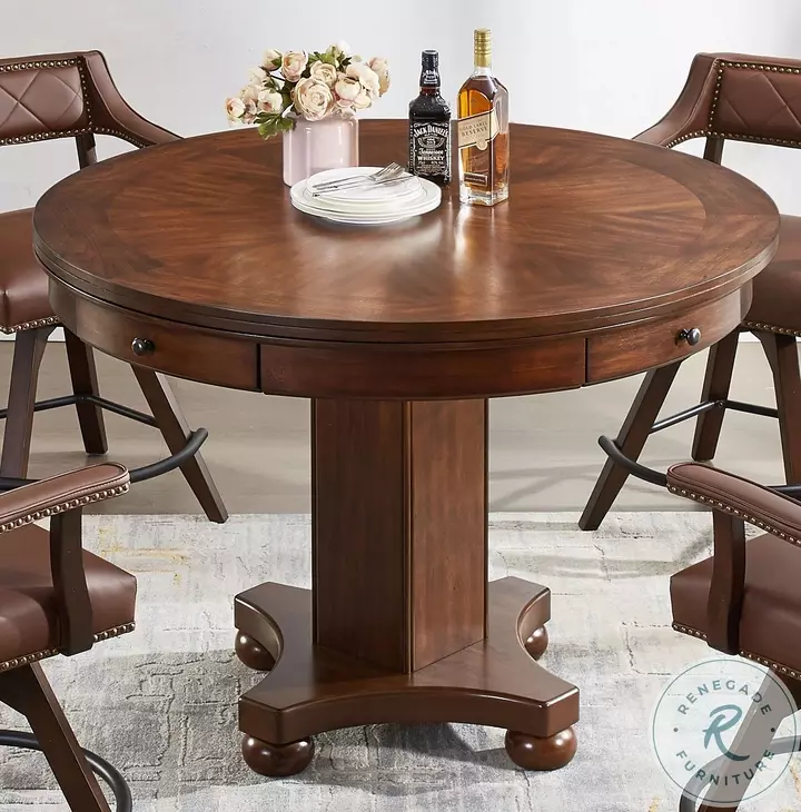 Merion Distressed Walnut Round Game Table