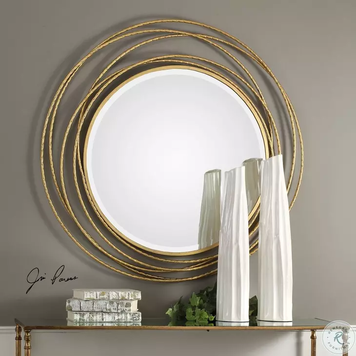 Twist Gold Round Mirror