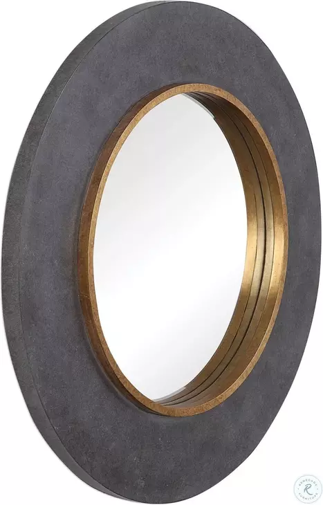 Saul Mottled Charcoal Concrete Mirror
