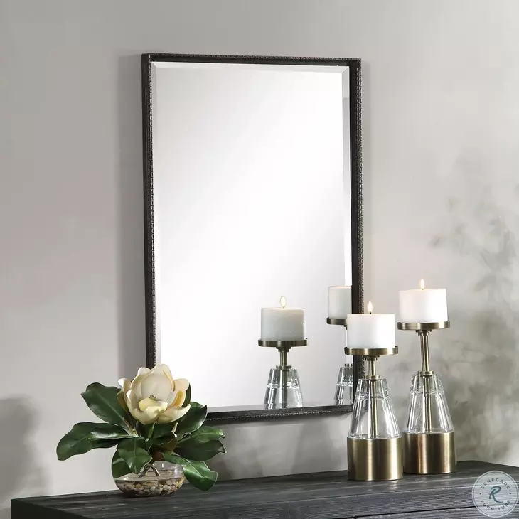 Xander Distressed Rustic Black Mirror