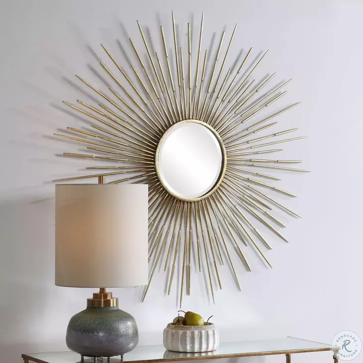Flora Antiqued Gold Leaf Mirror