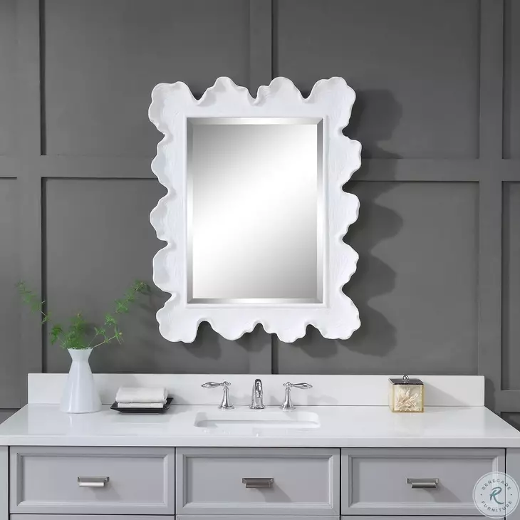 Waveside Matte White Mirror