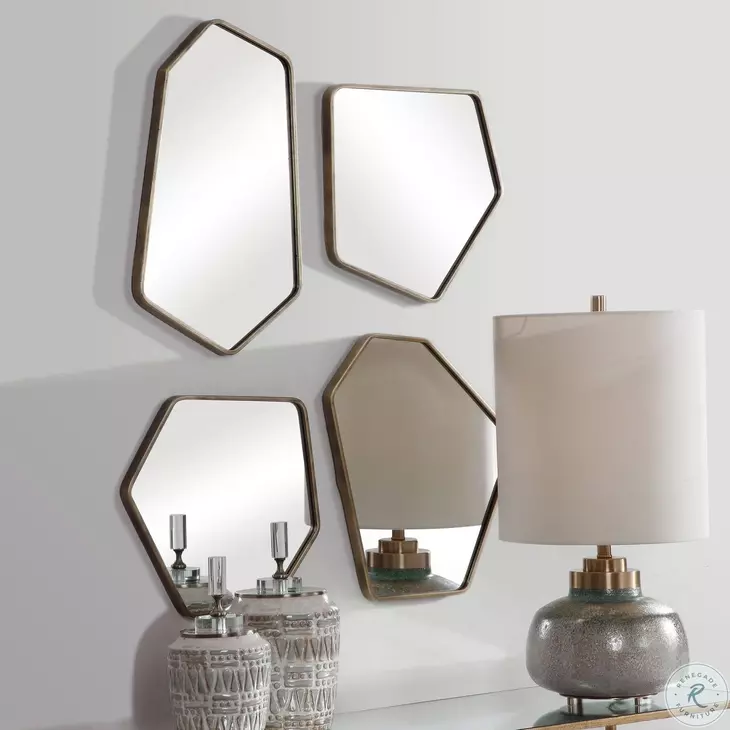 Maelis Aged Gold Mirror Set Of 4