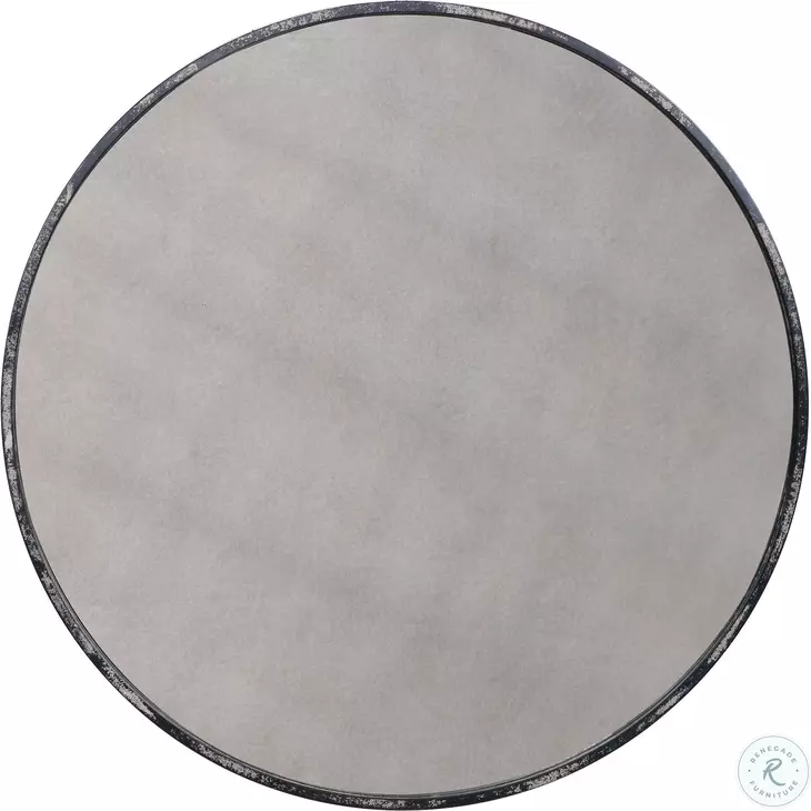 Stridwyn Aged Black Round Mirror