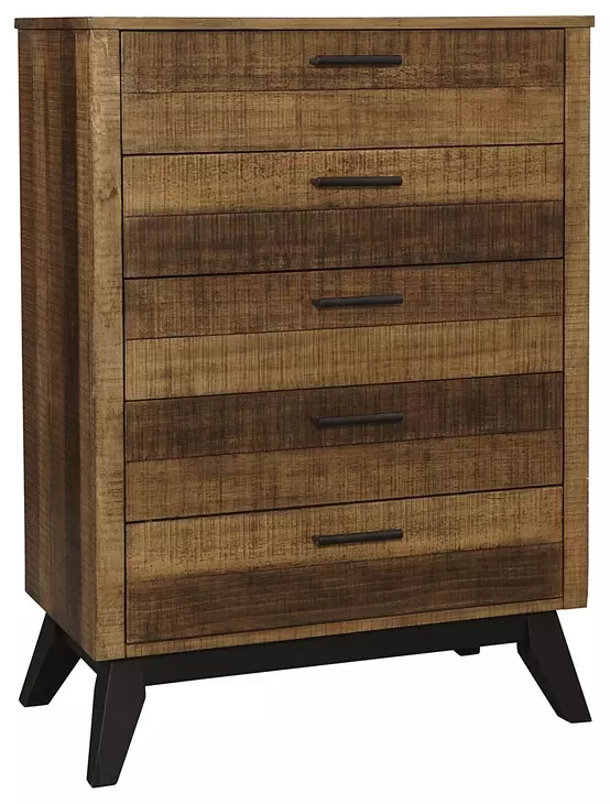 Urban Rustic Brushed Wheat 5 Drawer Storage Chest