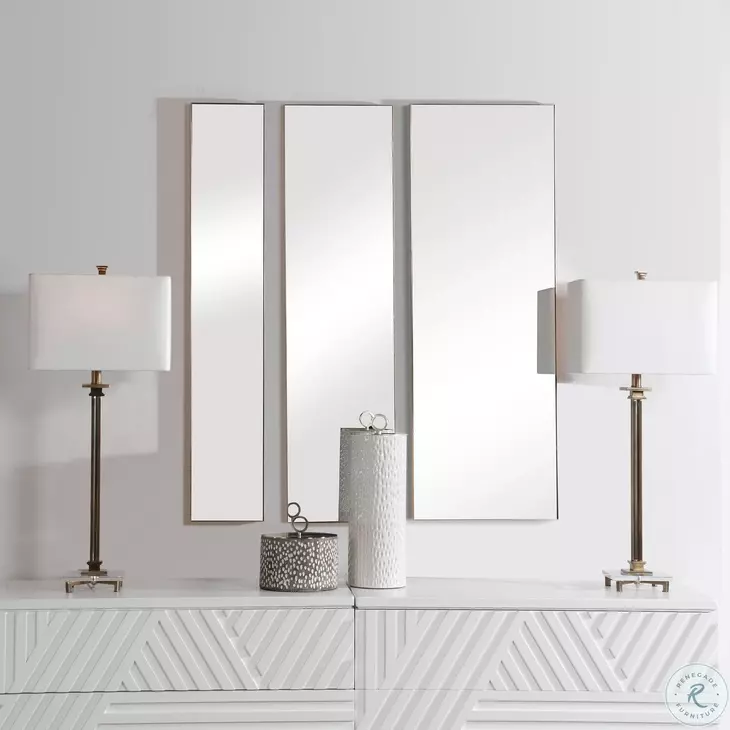 Fold Clean Lines With Gold Leaf Mirror Set Of 3