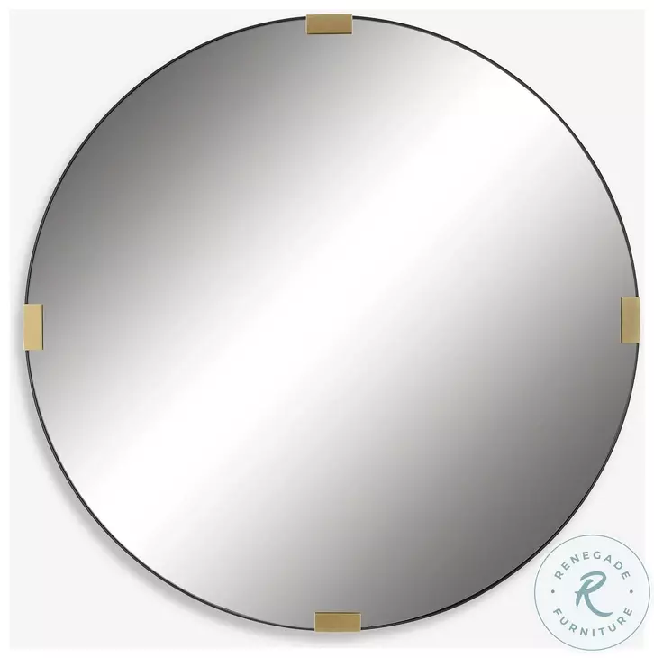 Snipley Satin Black Round Mirror