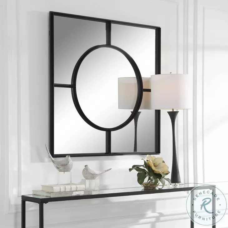 Denholm Satin Black Square Mirror