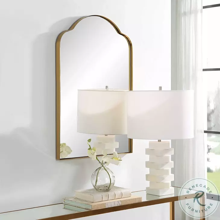 Drettan Brushed Brass Arch Mirror