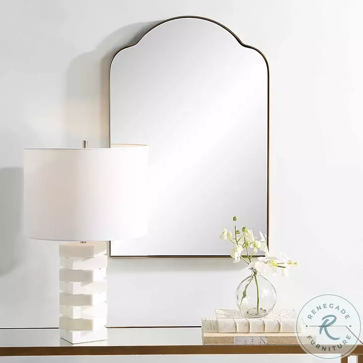 Drettan Brushed Brass Arch Mirror