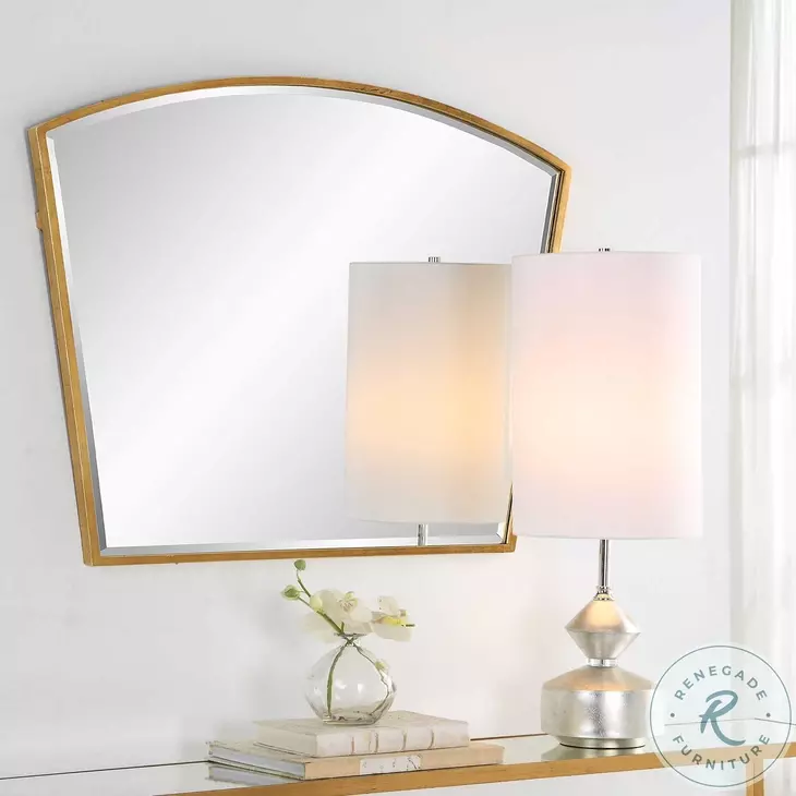 Tornado Antiqued Gold Arch Mirror