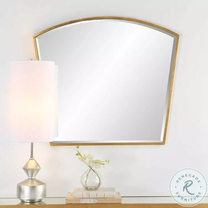 Tornado Antiqued Gold Arch Mirror