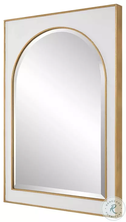 Crisanta Gloss White And Antiqued Gold Arch Mirror
