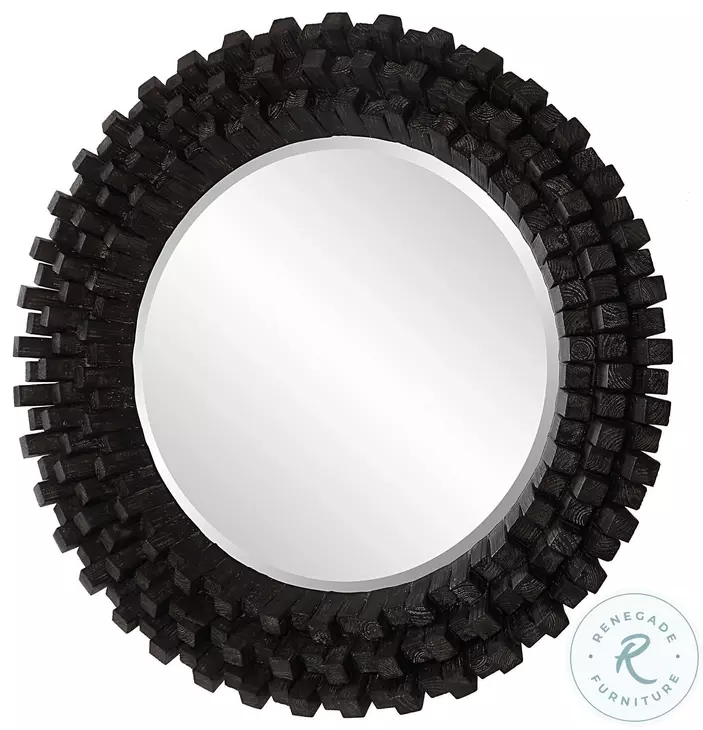 Spruce Ebony Round Mirror