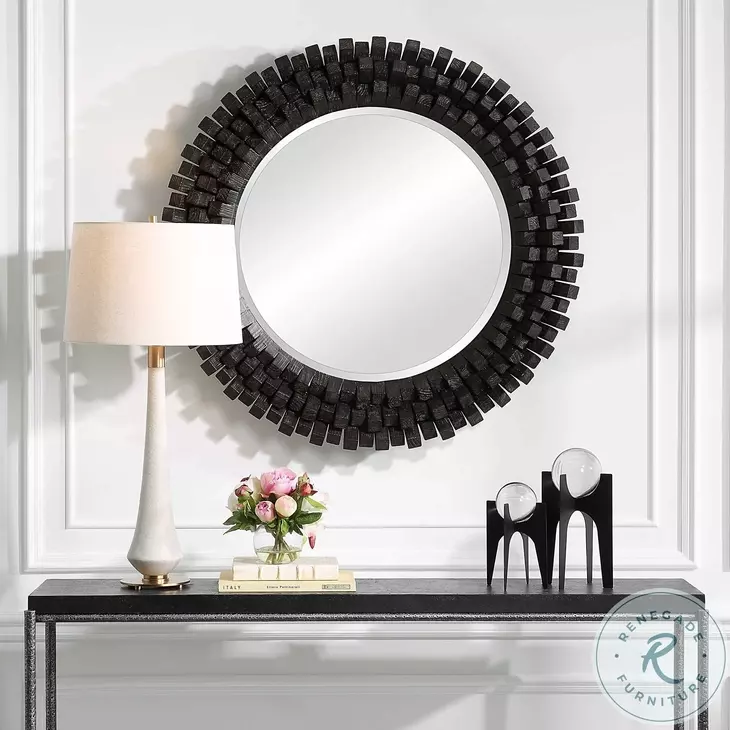 Spruce Ebony Round Mirror