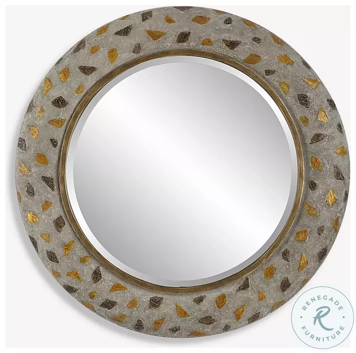 Copper Terrazzo Concrete Round Mirror