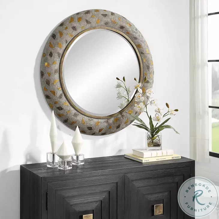Copper Terrazzo Concrete Round Mirror