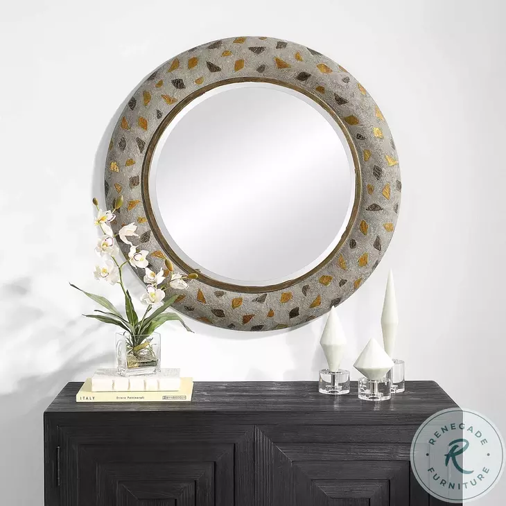 Copper Terrazzo Concrete Round Mirror