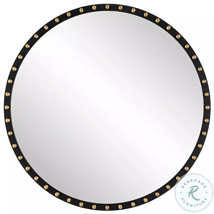 Diana Matte Black Round Mirror
