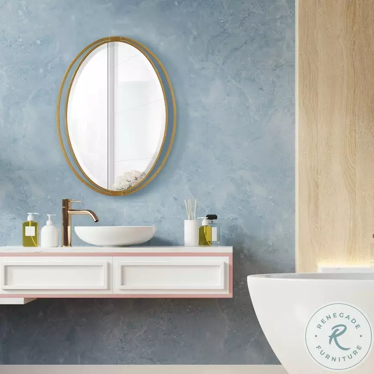 Rhodes Antique Metallic Gold Leaf Oval Mirror